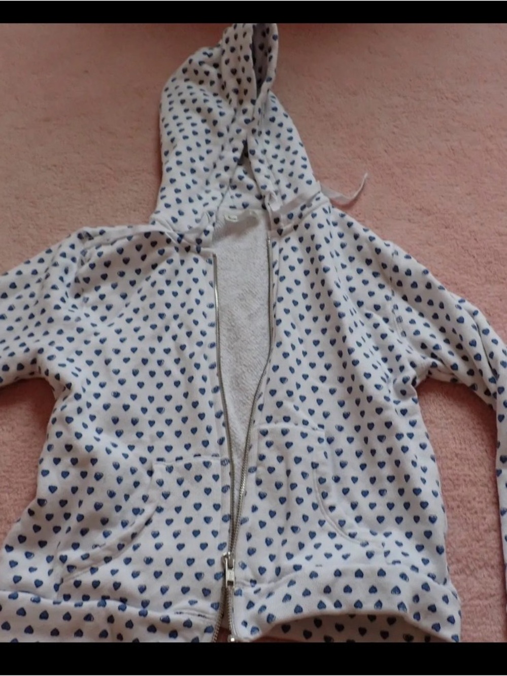 Kids Roller Rabbit White Hoodie Jacket with Blue Heart Print